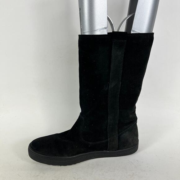 Geox Respira Women's 7 Triple Black Suede Pull-On Round Toe Riding Boots - Picture 6 of 13